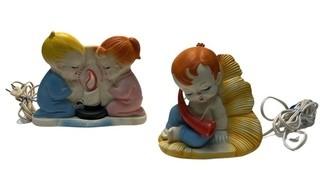 Two (2) Alan Jay  Rubber Nursery Night Light Lamps. 