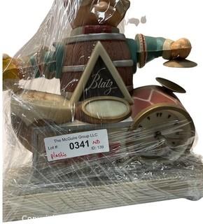 Blatz Light Up Advertising Beer Barrel Bobblehead Clock Sign