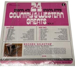 (2) Classic Vinyl Record Albums: Various "24 Country & Western Greats Vol. 6" and Waylon Jennings