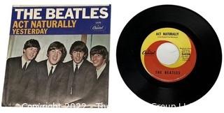 Classic Rock Vinyl 45 RPM Record: The Beatles "Yesterday/Act Naturally" w/photo cover #5498 (EX condition)