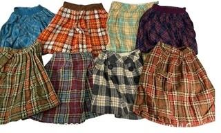 Eight (8) Vintage Plaid Wool Pleated Mini Skirts, Girls & Teens. Unsized 