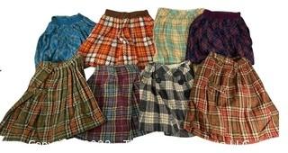 Eight (8) Vintage Plaid Wool Pleated Mini Skirts, Girls & Teens. Unsized 