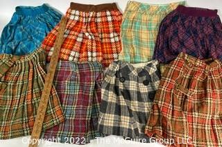 Eight (8) Vintage Plaid Wool Pleated Mini Skirts, Girls & Teens. Unsized 