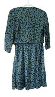 Vintage Casualmaker by Sy Frankl Blue Green Day Dress with Jacket