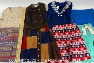 Group of Vintage Girls Mini Skirts, Vests and Tops. Unsized