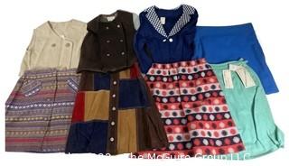 Group of Vintage Girls Mini Skirts, Vests and Tops. Unsized