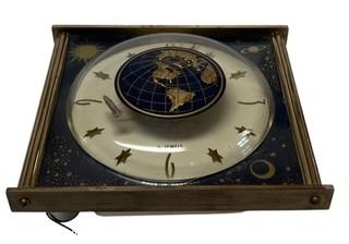 World Map Made In Germany 4 Jewels Electric Clock. Untested