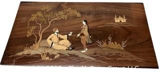 East Indian Wood Marquetry Inlay on Olive Wood Plaque