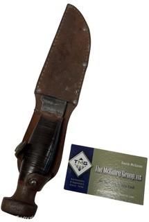 WWII Fighting Knife PAL RH 36 Fixed Blade Leather Handle Knife & Sheath