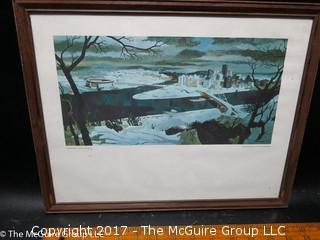 Framed reproduction of Nat Youngblood watercolor -Pittsburgh