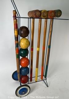 Wooden Rolling Lawn Croquet Set