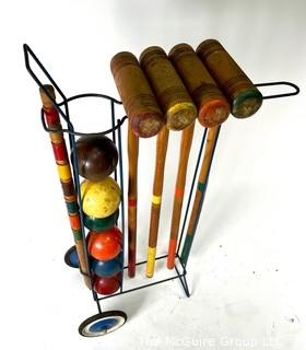 Wooden Rolling Lawn Croquet Set