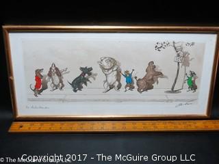 Framed French original colored print; titled and signed   