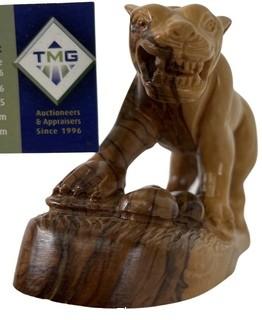 Carved Olivewood Statue of Panther