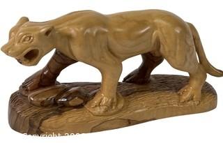 Carved Olivewood Statue of Panther