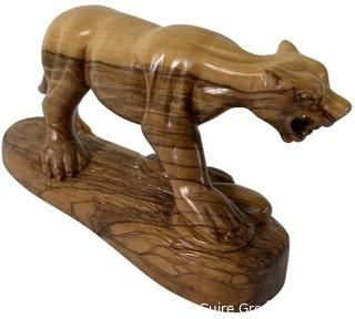 Carved Olivewood Statue of Panther