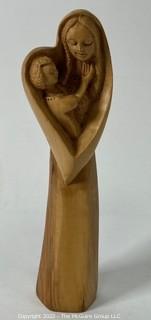 Carved Olivewood Statue of Mother and Child