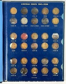 Partial Filled Lincoln Cent Whitman Folder