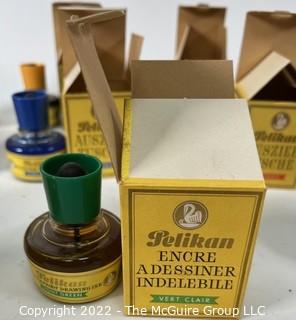 Group of Pelikan Drawing Ink in Boxes Several Different Colors.