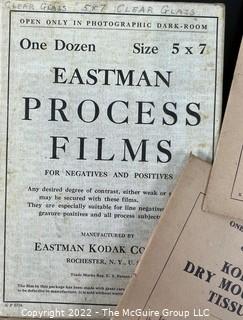 Vintage Eastman-Kodak Film Supplies in Original Packaging.  Includes Film Sheaths, Printing Masks, Paper, Tissue etc