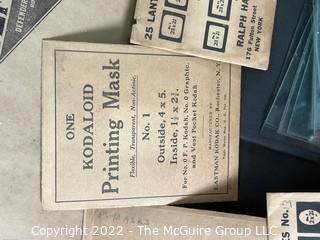 Vintage Eastman-Kodak Film Supplies in Original Packaging.  Includes Film Sheaths, Printing Masks, Paper, Tissue etc