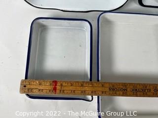 Vintage White Enamel Photographic developing trays and measuring cup