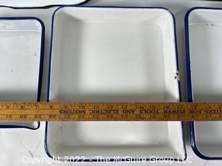 Vintage White Enamel Photographic developing trays and measuring cup