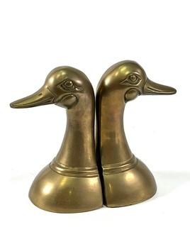 Brass Duck Head Bookends