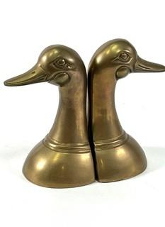 Brass Duck Head Bookends