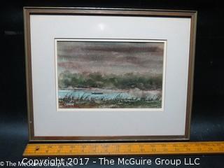 Framed watercolor landscape print