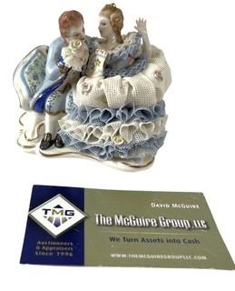 Hand Painted Irish Dresden Lace Figurine Entitled “Proposal”