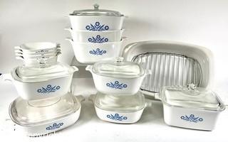 Set of Corning Ware Pyroceram Blue Cornflower Casserole Cookware