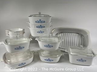 Set of Corning Ware Pyroceram Blue Cornflower Casserole Cookware