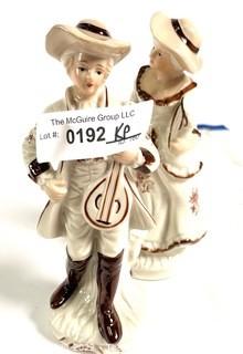 Pair of Porcelain Male and Female Musician Figurines