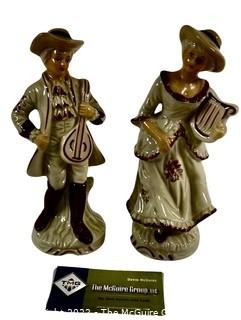 Pair of Porcelain Male and Female Musician Figurines