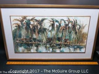 Framed "Palms", original oil on canvas, signed lower right