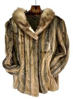 Variegated Brown Mink Fur Coat Jacket Made by Barbatsuly Furs, Garden City, Long Island