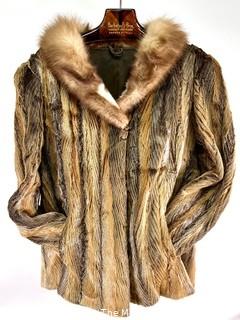 Variegated Brown Mink Fur Coat Jacket Made by Barbatsuly Furs, Garden City, Long Island