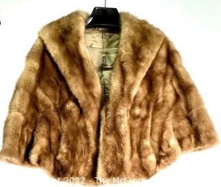 Honey Blonde Mink Fur Capelet or Stole Made by Barbatsuly Furs, Garden City, Long Island