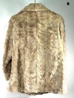 Silver Sculpted Mink Fur Coat Jacket with Shawl Collar Made by Barbatsuly Furs, Garden City, Long Island