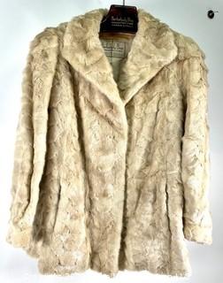 Silver Sculpted Mink Fur Coat Jacket with Shawl Collar Made by Barbatsuly Furs, Garden City, Long Island