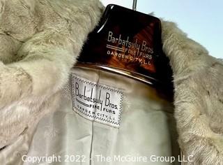 Silver Sculpted Mink Fur Coat Jacket with Shawl Collar Made by Barbatsuly Furs, Garden City, Long Island