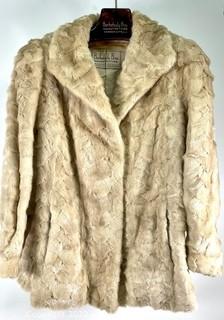 Silver Sculpted Mink Fur Coat Jacket with Shawl Collar Made by Barbatsuly Furs, Garden City, Long Island