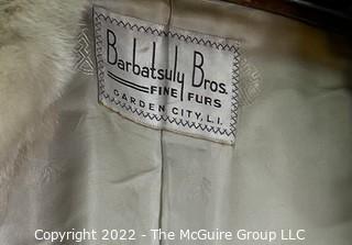 Silver Sculpted Mink Fur Coat Jacket with Shawl Collar Made by Barbatsuly Furs, Garden City, Long Island