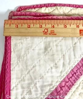 Vintage Hand Stitched Quilt in Flower Pattern, Some Stains From Storage.