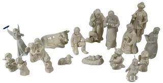 Group of White Porcelain Figurines, Many Made by Goebel.  Includes Incomplete Nativity Crèche Set