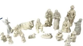 Group of White Porcelain Figurines, Many Made by Goebel.  Includes Incomplete Nativity Crèche Set