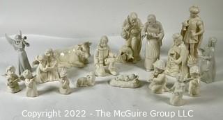 Group of White Porcelain Figurines, Many Made by Goebel.  Includes Incomplete Nativity Crèche Set