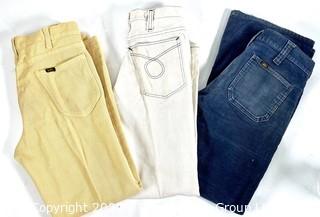 Three (3) Pairs of Vintage 1960's Teen Lee Jeans or Pants. 