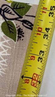 NOS Vintage Mid Century Barkcloth Fabric Remnant with Leaf Design, New Unused. Measures 34" wide and 8 yds. long